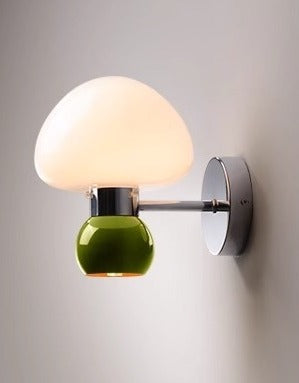 Ezaki Cream Glass Mushroom Sconce / Wall Lamp