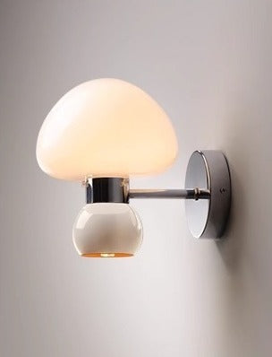 Ezaki Cream Glass Mushroom Sconce / Wall Lamp