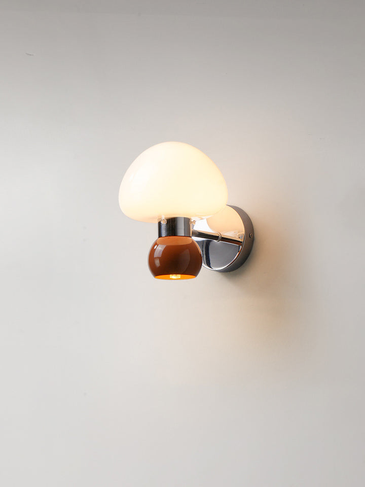 Ezaki Cream Glass Mushroom Sconce / Wall Lamp