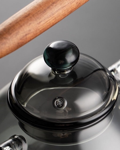 Toshiro | Smoky Gray Heat-resistant Glass Tea Kettle & Cup