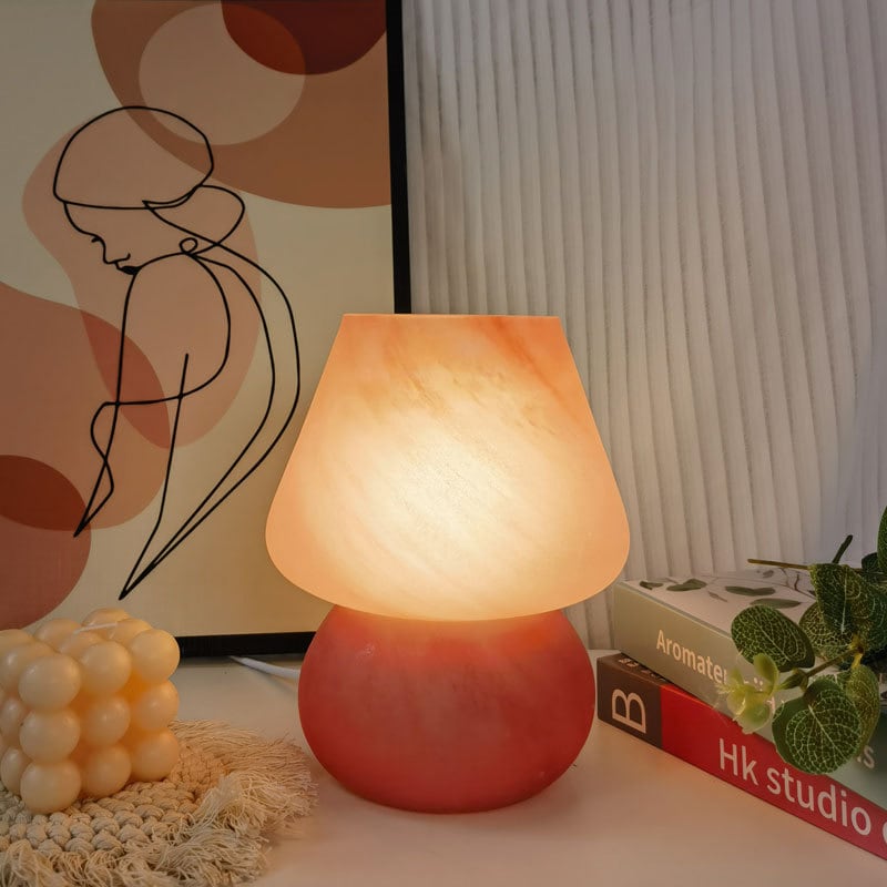 Murano Style Small Glass Mushroom Table Lamp - Plug in