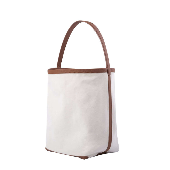 TROW Large Park Tote Bag in Cow Leather & Canvas