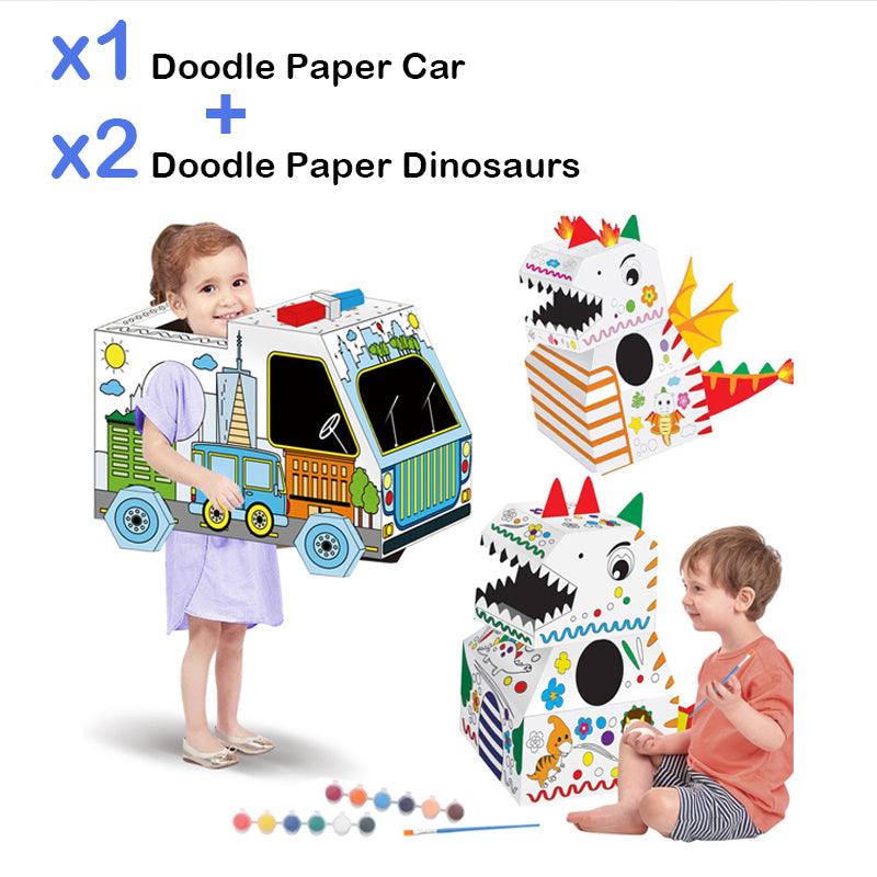 1 Doodle Paper Car + 2 Doodle Paper Dinosaurs - www.zawearystocks.com