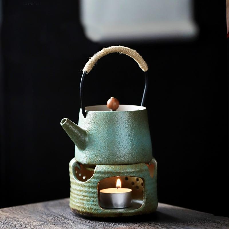 Japanese-style Ceramic Teapot Candle Tea Warmer Set - www.zawearystocks.com