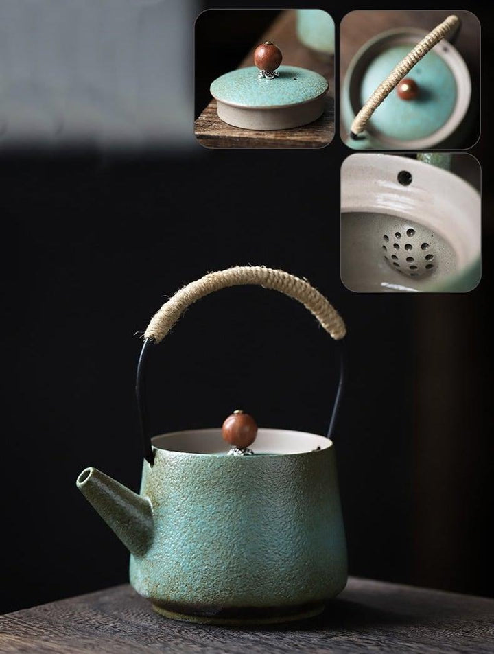 Japanese-style Ceramic Teapot Candle Tea Warmer Set - www.zawearystocks.com