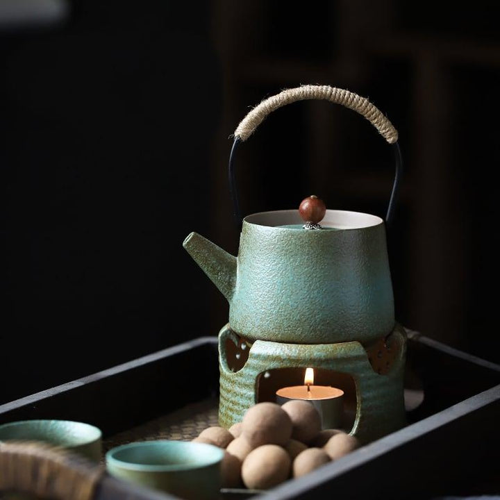 Japanese-style Ceramic Teapot Candle Tea Warmer Set - www.zawearystocks.com