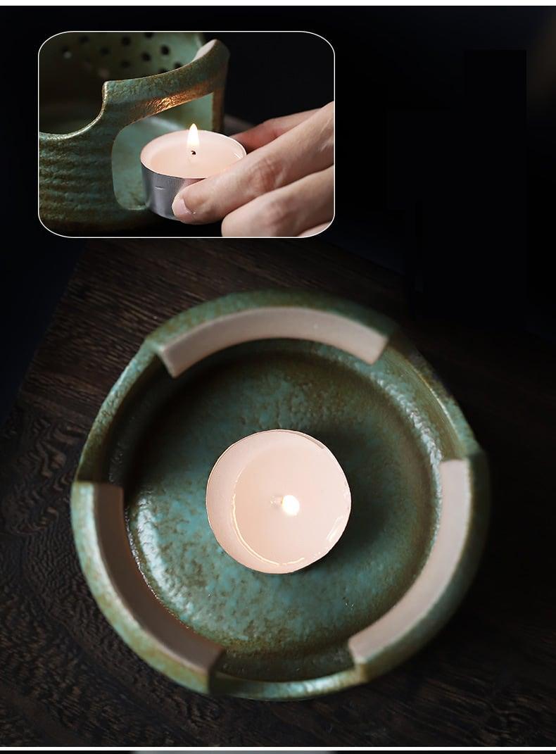 Japanese-style Ceramic Teapot Candle Tea Warmer Set - www.zawearystocks.com