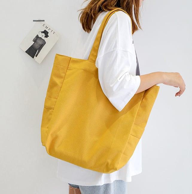 Solid Color Simple Canvas Tote Bag | Shoulder Bag - www.zawearystocks.com