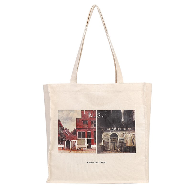 NS Canvas Square Shoulder Tote Bag