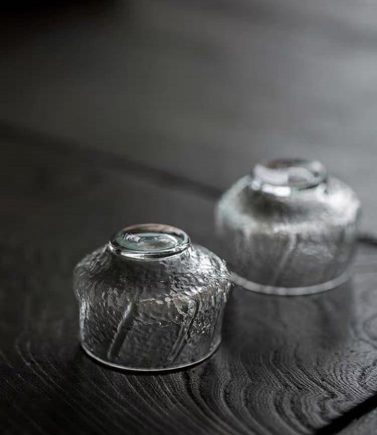 Japanese-style Handmade Hammer Pattern Smelling Small Glass Teacup - 6 pcs - www.zawearystocks.com