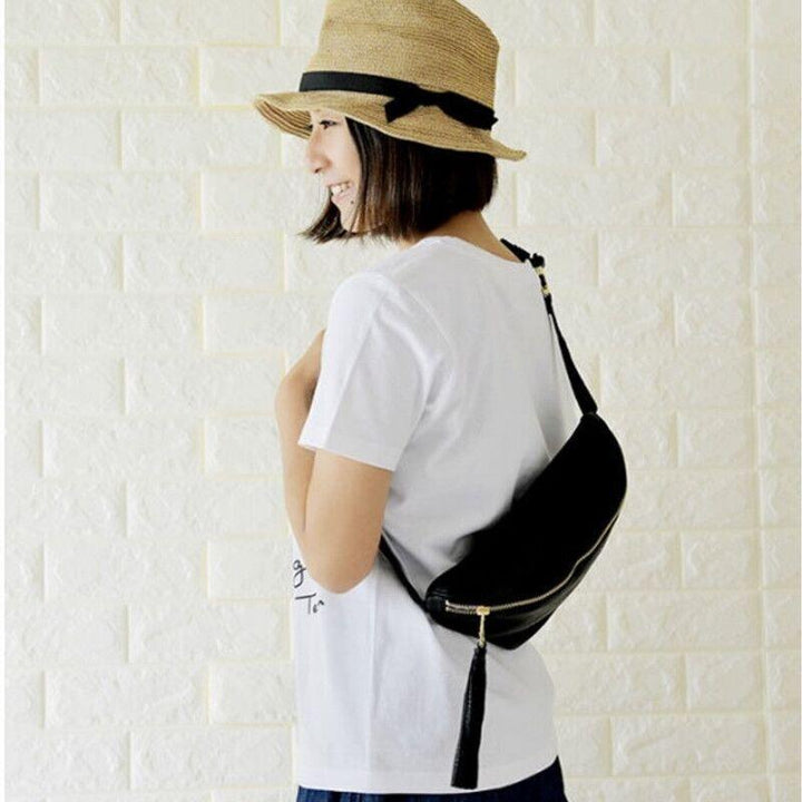 Black  Full Grain Cow Leather Crossbody Bag - loliday.net