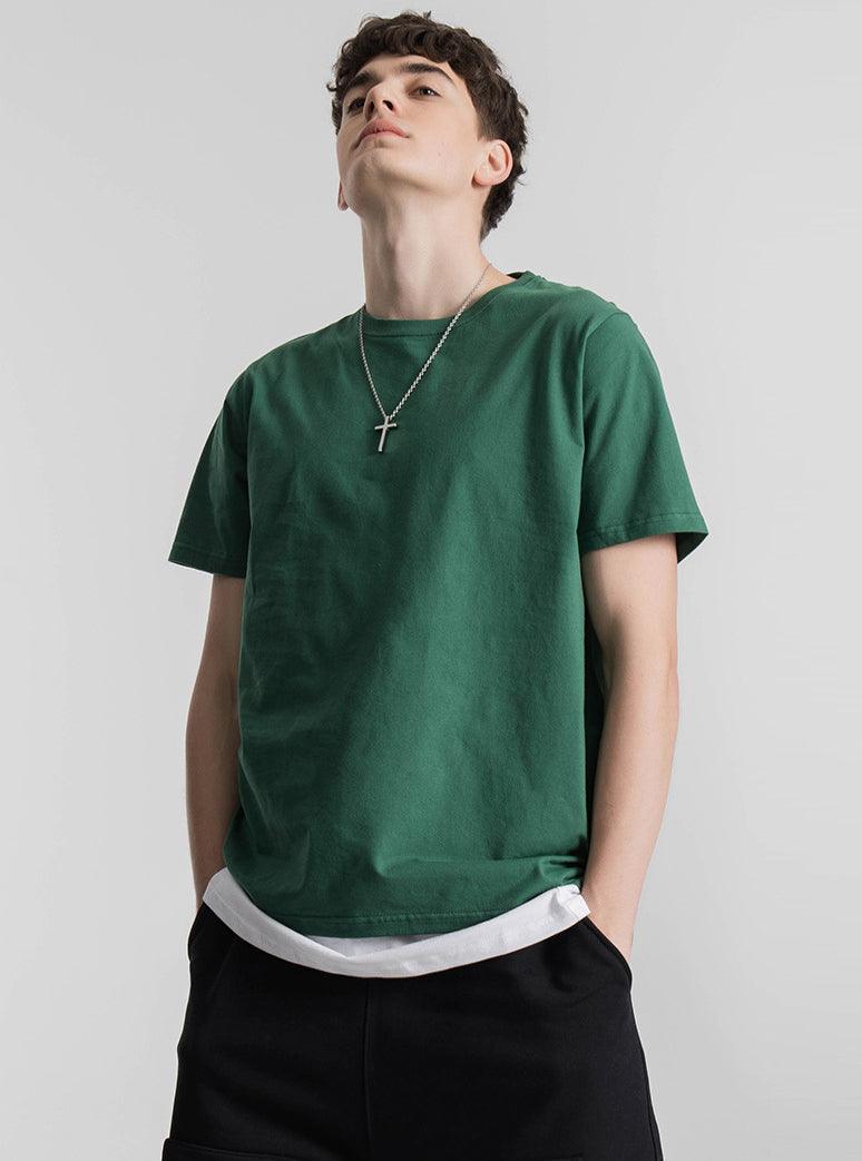 200g Combed Cotton Unisex T-Shirt-Dark Green - loliday.net