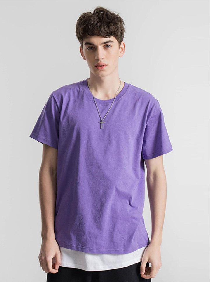 200g Combed Cotton Unisex T-Shirt-Purple - loliday.net