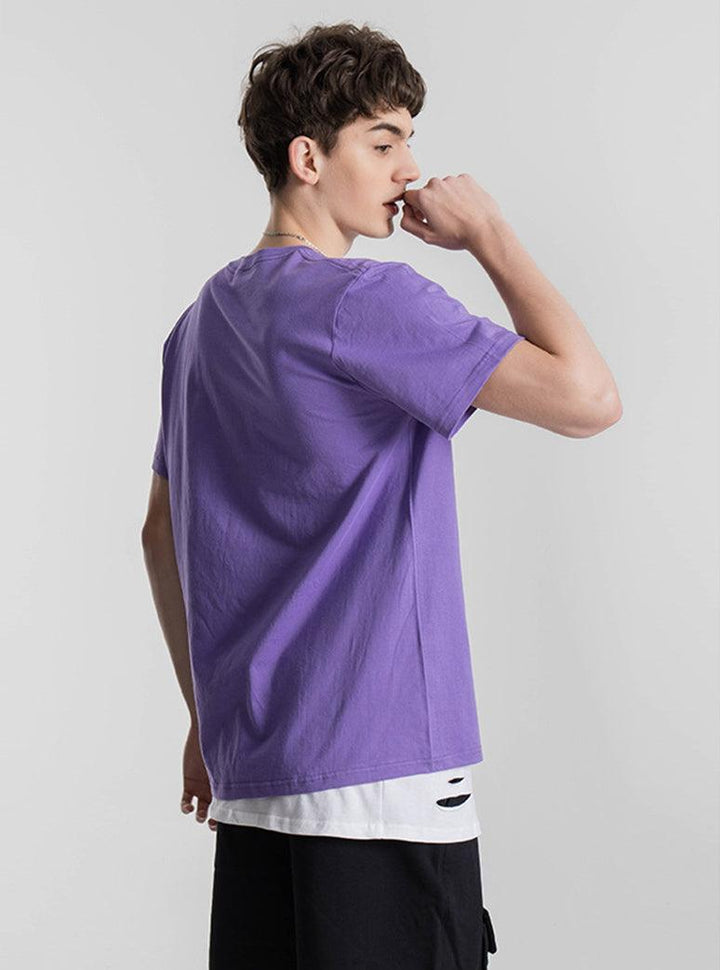 200g Combed Cotton Unisex T-Shirt-Purple - loliday.net