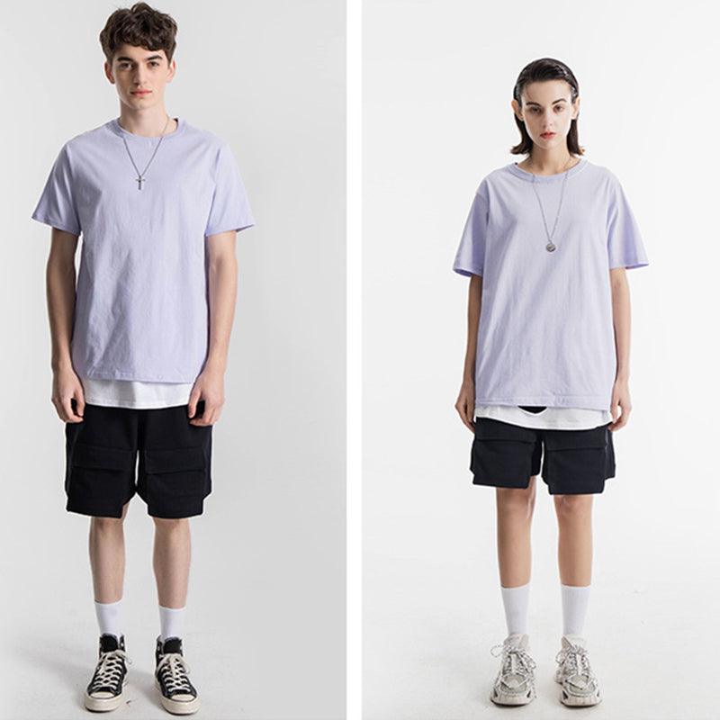 200g Combed Cotton Unisex T-Shirt-Shimizu Purple - loliday.net