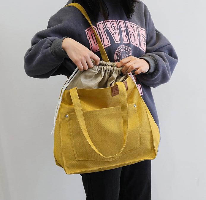 Functional Drawstring Canvas Tote Bag | Shoulder Bag | Hobo Bag - www.zawearystocks.com