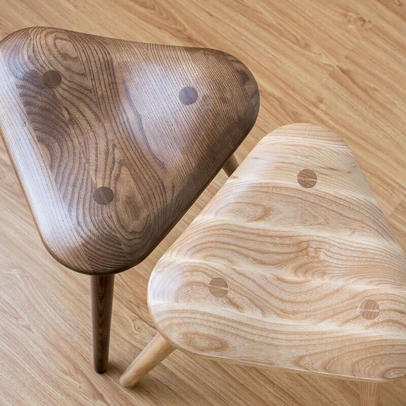 Tetsu - Solid Ash Wood Triangle Stool | Dining Stool