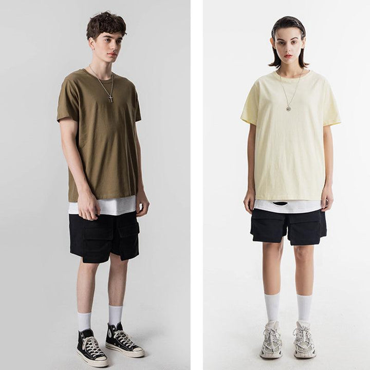 270g Combed Cotton Unisex T-Shirt-Khaki - loliday.net