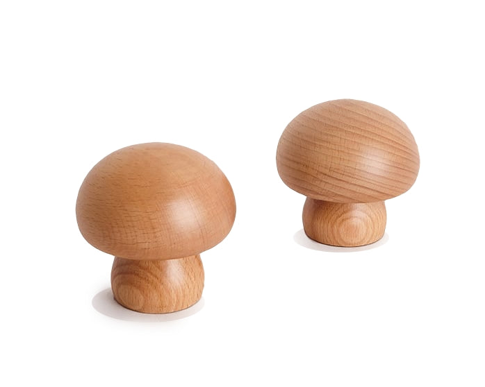 Solid Wood Mushroom Table Lamp - USB Rechargeable LED Cordless Table Lamp