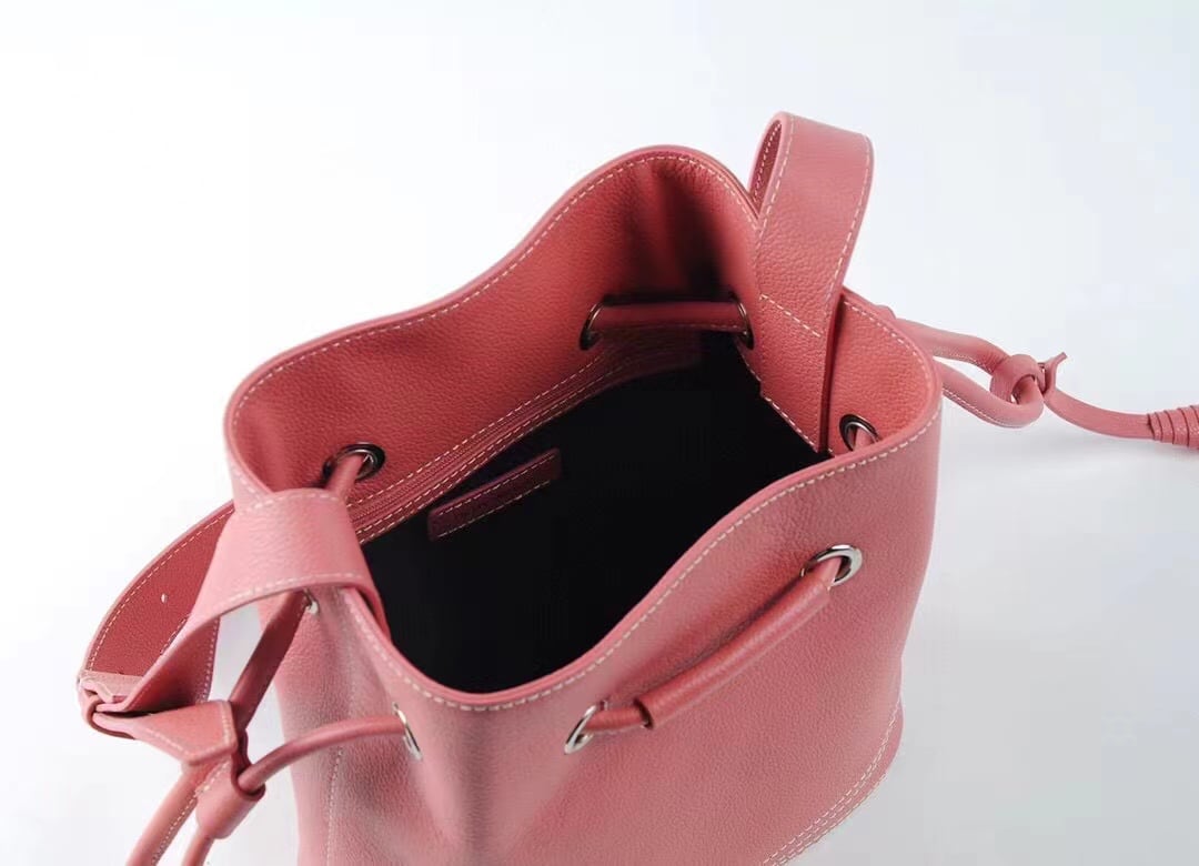 Pink Semi - Korean Handmade Mini Bucket Bag | Crossbody Bag in Leather