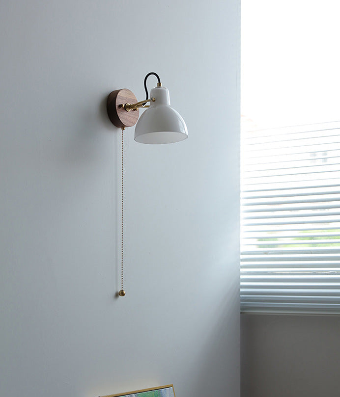 Cream Glass Rotating Surface Mount Sconce - Hardwired Version with a Pull-chain Switch