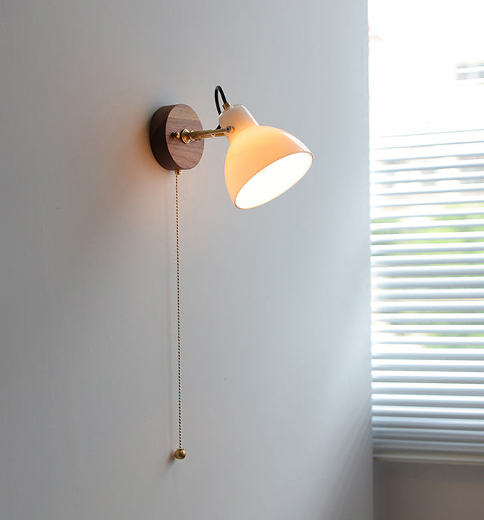 Cream Glass Rotating Surface Mount Sconce - Hardwired Version with a Pull-chain Switch