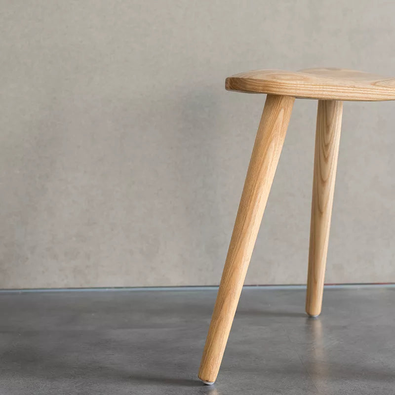 Tetsu - Wooden color Solid Ash Wood Triangle Stool - www.zawearystocks.com