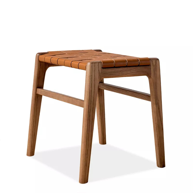 Juan - Solid Ash Wood & Leather Dining Stool | Makeup Stool - www.zawearystocks.com