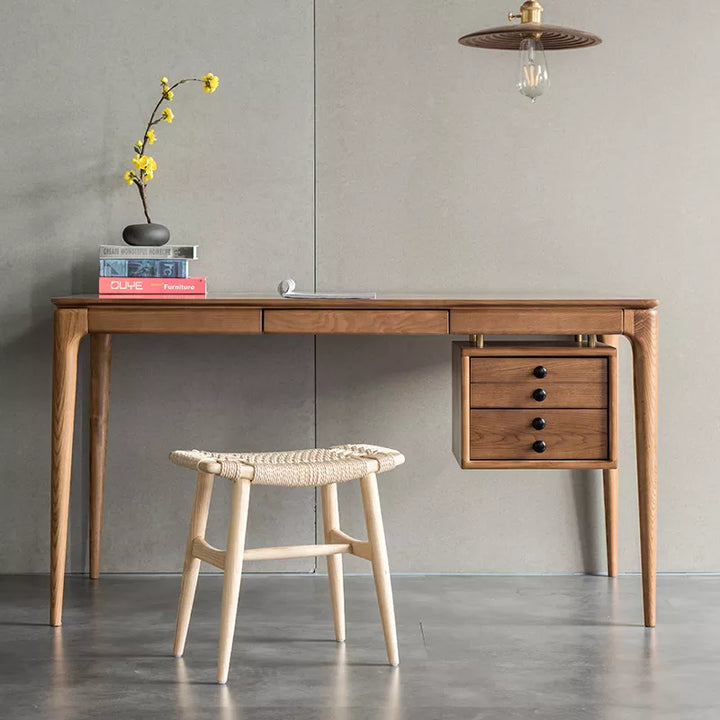 Tomomi- Solid Ash Wood & Kraft Paper Rope Makeup Stool | Dining Room Stool - www.zawearystocks.com