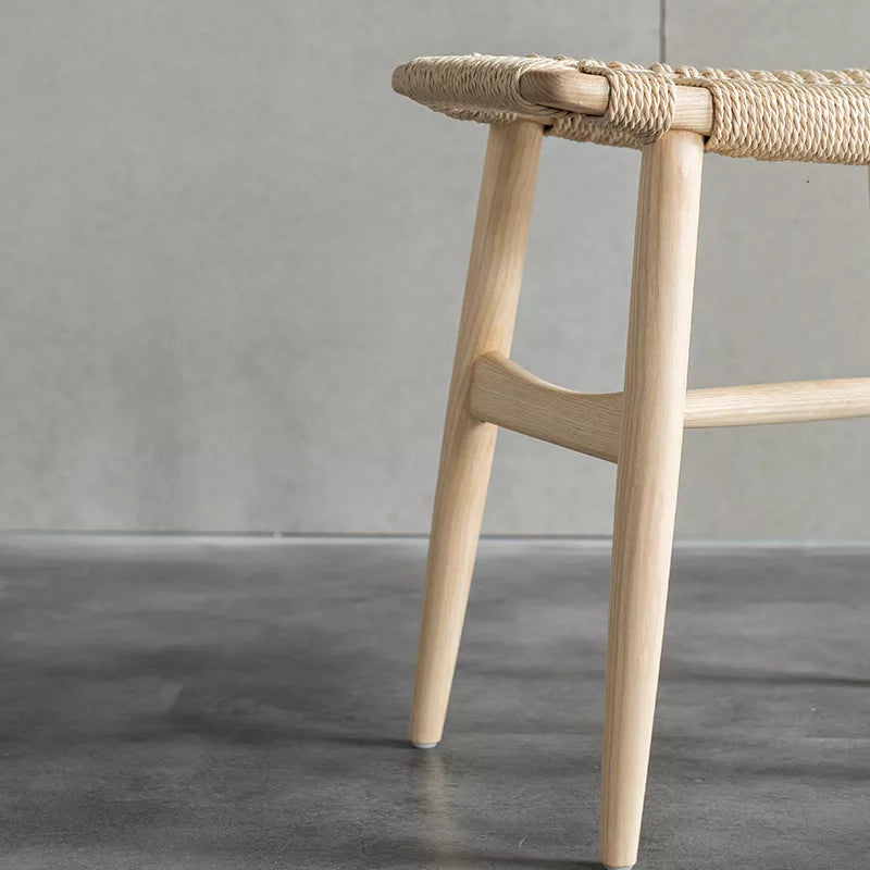 Tomomi- Solid Ash Wood & Kraft Paper Rope Makeup Stool | Dining Room Stool - www.zawearystocks.com