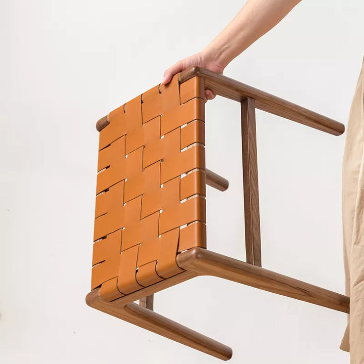 Juan - Solid Ash Wood & Leather Dining Stool | Makeup Stool - www.zawearystocks.com