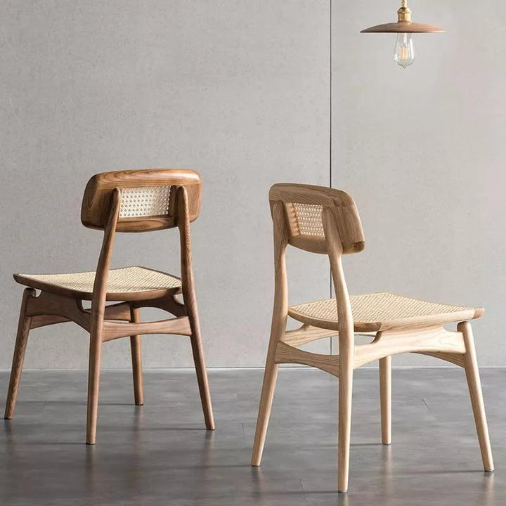 Oni - Ash Wood & Indonesian Water Vine Dinning Chair - Cherry Wood color - www.zawearystocks.com