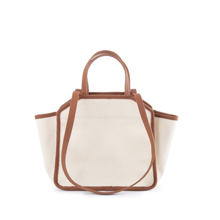Brown & White Canvas Square Large Capacity Tote Bag | Handbag | Crossbody Bag - www.zawearystocks.com