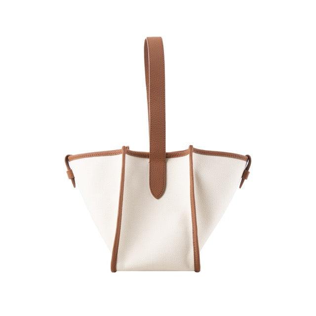 Brown & White Canvas Square Large Capacity Tote Bag - www.zawearystocks.com