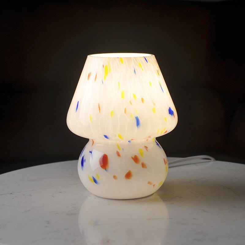 Murano Style Small Glass Mushroom Table Lamp - Plug in