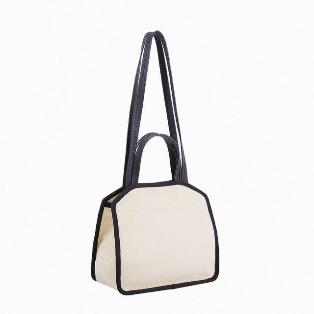 Black & White Canvas Square Large Capacity Tote Bag | Handbag | Crossbody Bag - www.zawearystocks.com