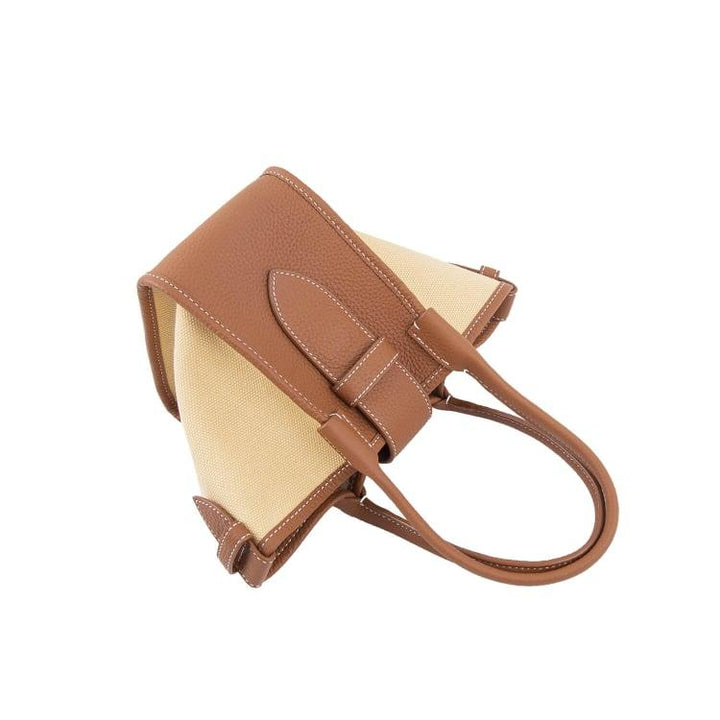 Mini Brown Two-handed Canvas and Full Grain Cow Leather Square Swing Bag | Wings Bag - www.zawearystocks.com