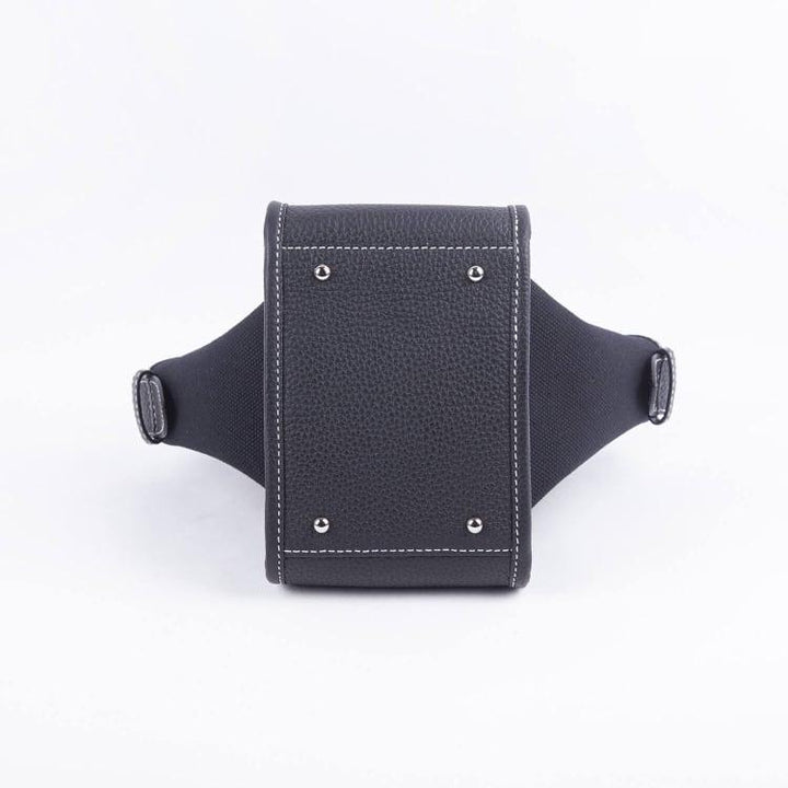 Mini Black & Black Two-handed Canvas and Full Grain Cow Leather Square Swing Bag | Wings Bag - www.zawearystocks.com