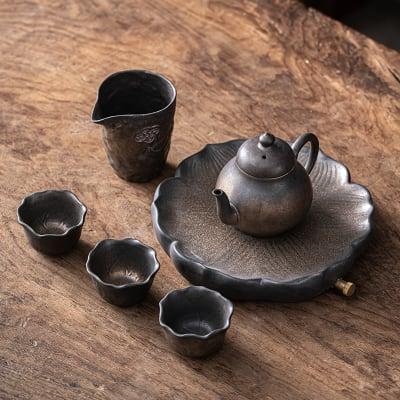Japanese Petal Pear Teapot Set - 6 pcs | One Pot And Three Cups with Tray - www.zawearystocks.com