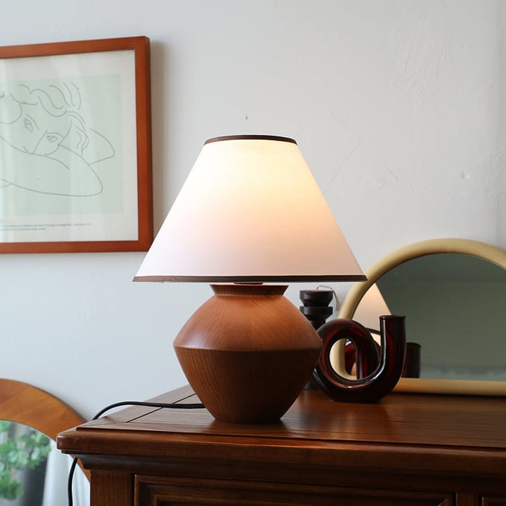 Amina - Irving Table Lamp Ash Wood with Linen