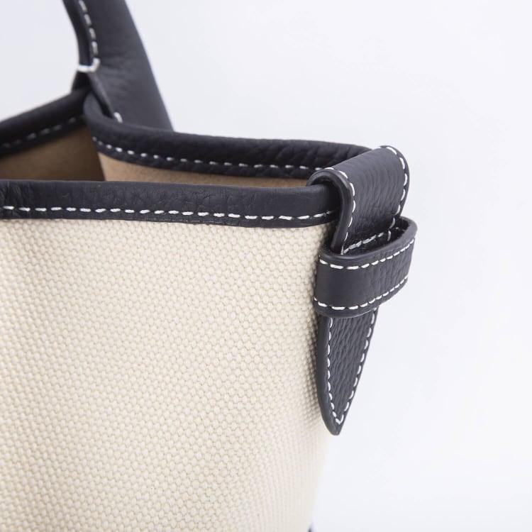 Mini Black & White Two-handed Canvas and Full Grain Cow Leather Square Swing Bag | Wings Bag - www.zawearystocks.com