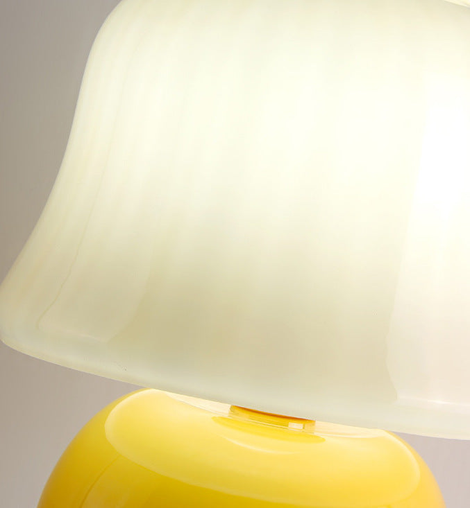 Cream Glass Mushroom Table Lamp - Plug in