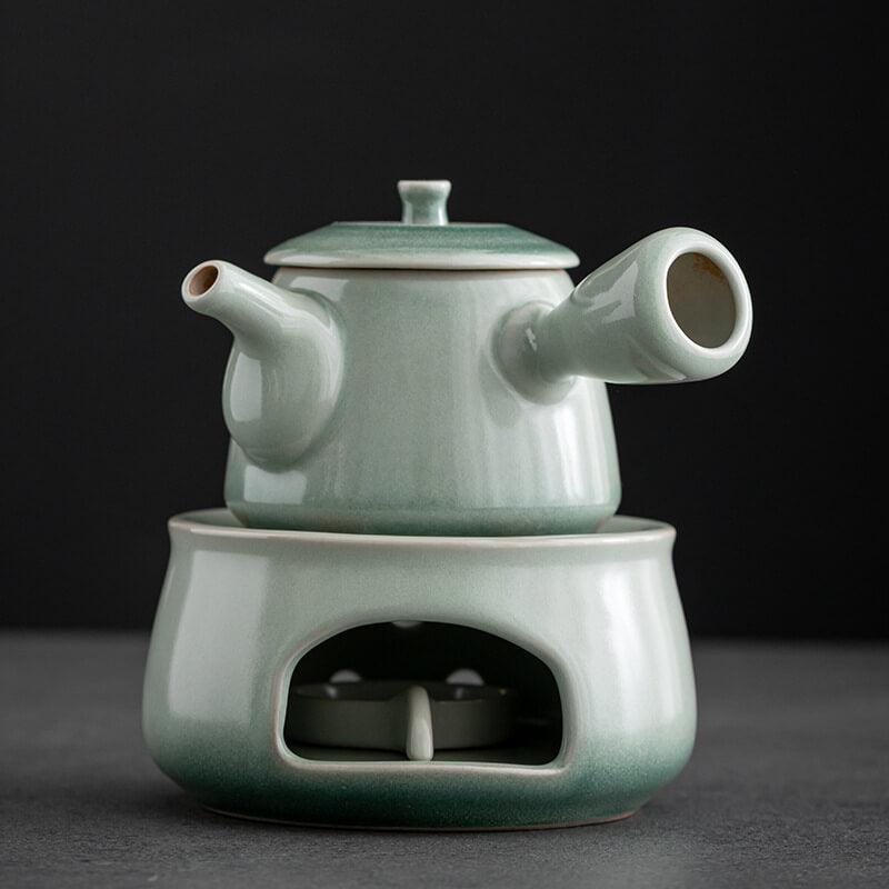 Japanese-style Ashtray Pottery Side Grip Teapot Candle Tea Warmer Set - www.zawearystocks.com