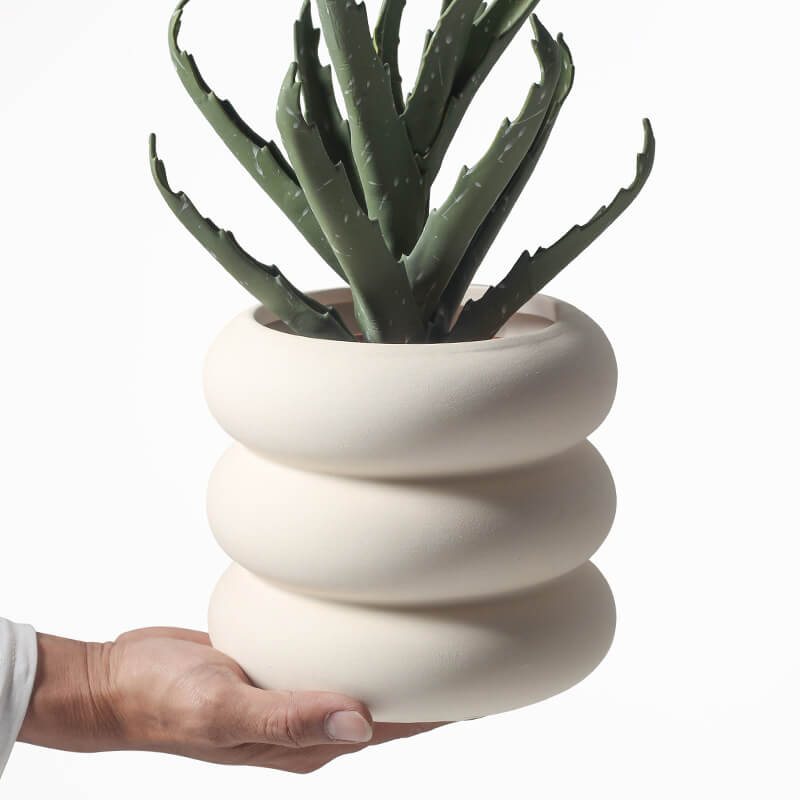 Donut - Plant Pot With Saucer In/Outdoor Beige