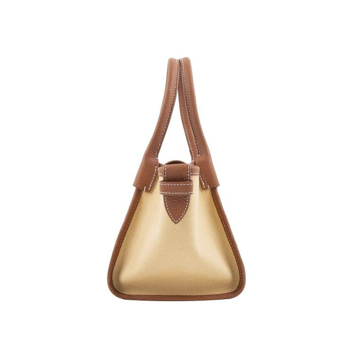 Mini Brown Two-handed Canvas and Full Grain Cow Leather Square Swing Bag | Wings Bag - www.zawearystocks.com