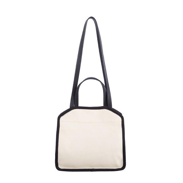 Black & White Canvas Square Large Capacity Tote Bag | Handbag | Crossbody Bag - www.zawearystocks.com