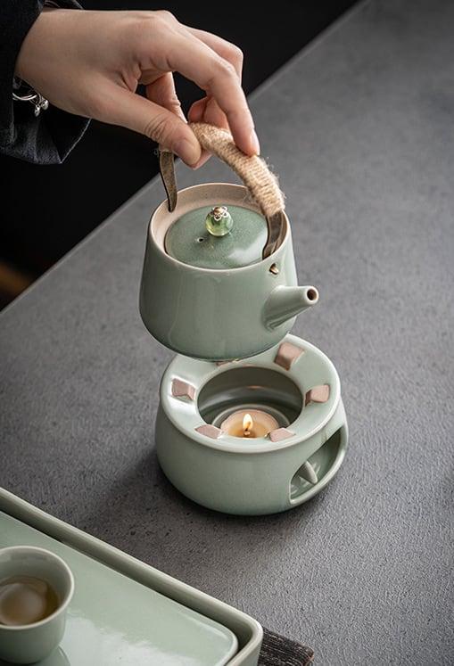 Japanese-style Ashtray Pottery Lifting Beam Teapot Candle Tea Warmer Set - www.zawearystocks.com