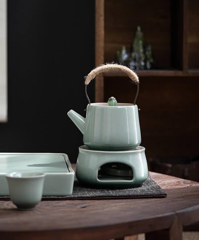 Japanese-style Ashtray Pottery Lifting Beam Teapot Candle Tea Warmer Set - www.zawearystocks.com