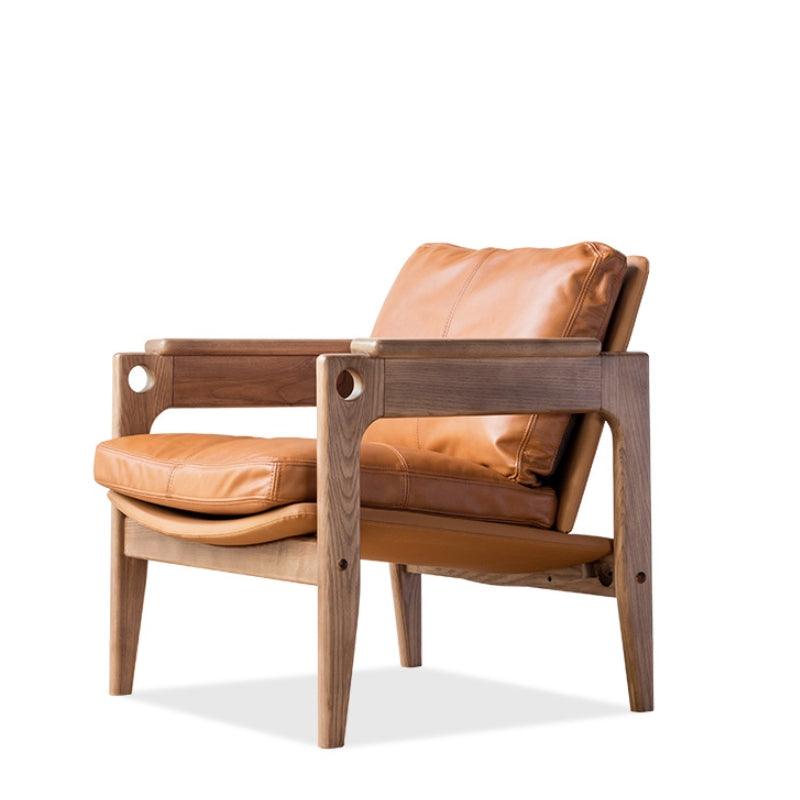 Azami - Solid Ash Wood & Leather Armchair ｜ Reading Chair - www.zawearystocks.com