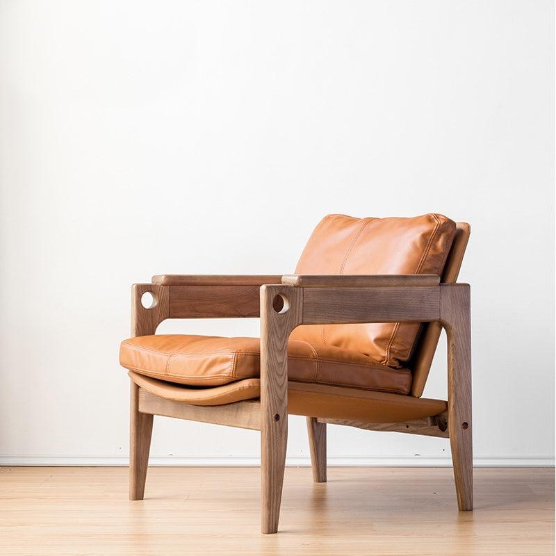 Azami - Solid Ash Wood & Leather Armchair ｜ Reading Chair - www.zawearystocks.com